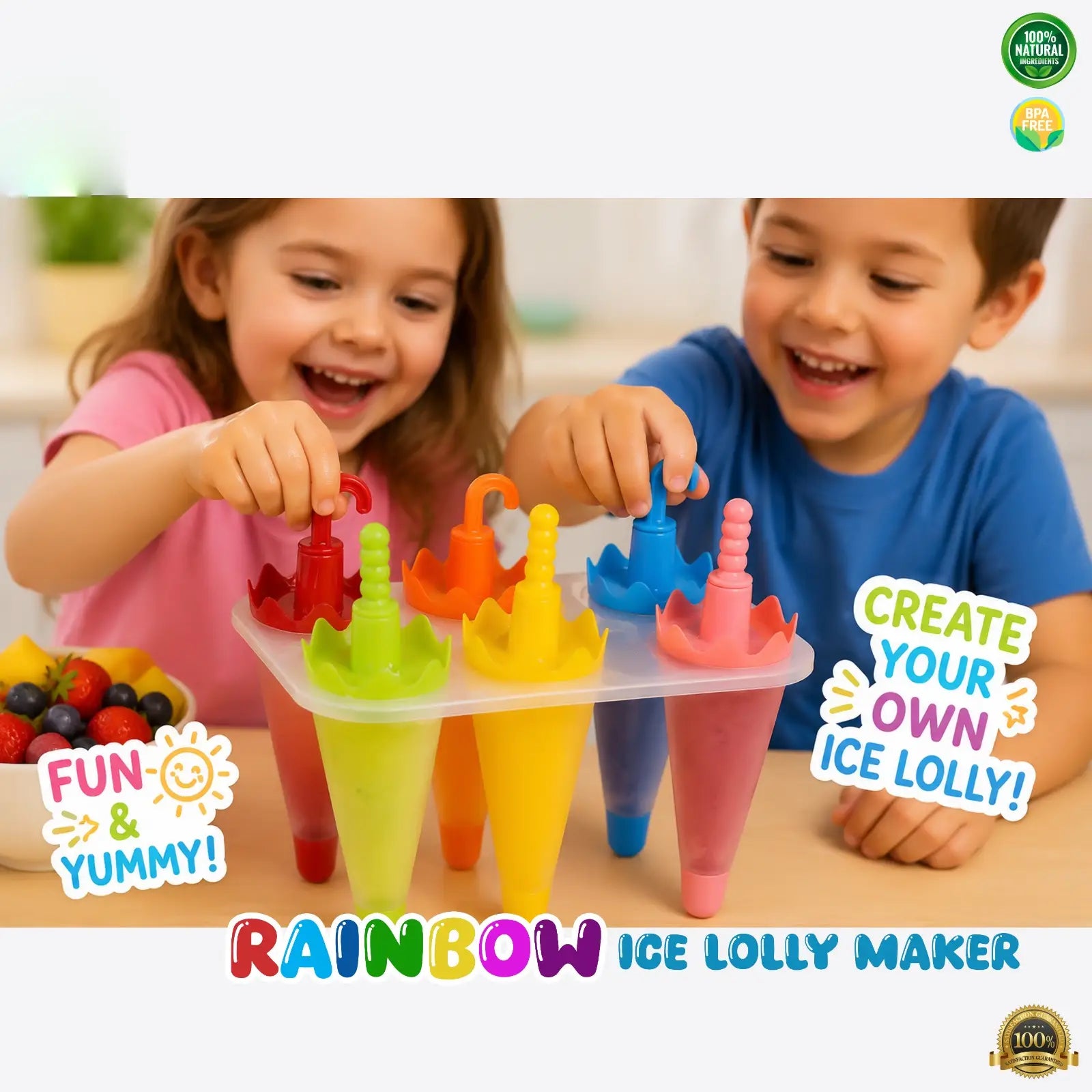 Ice Lolly Maker – Reusable Popsicle Mold Set with Sticks