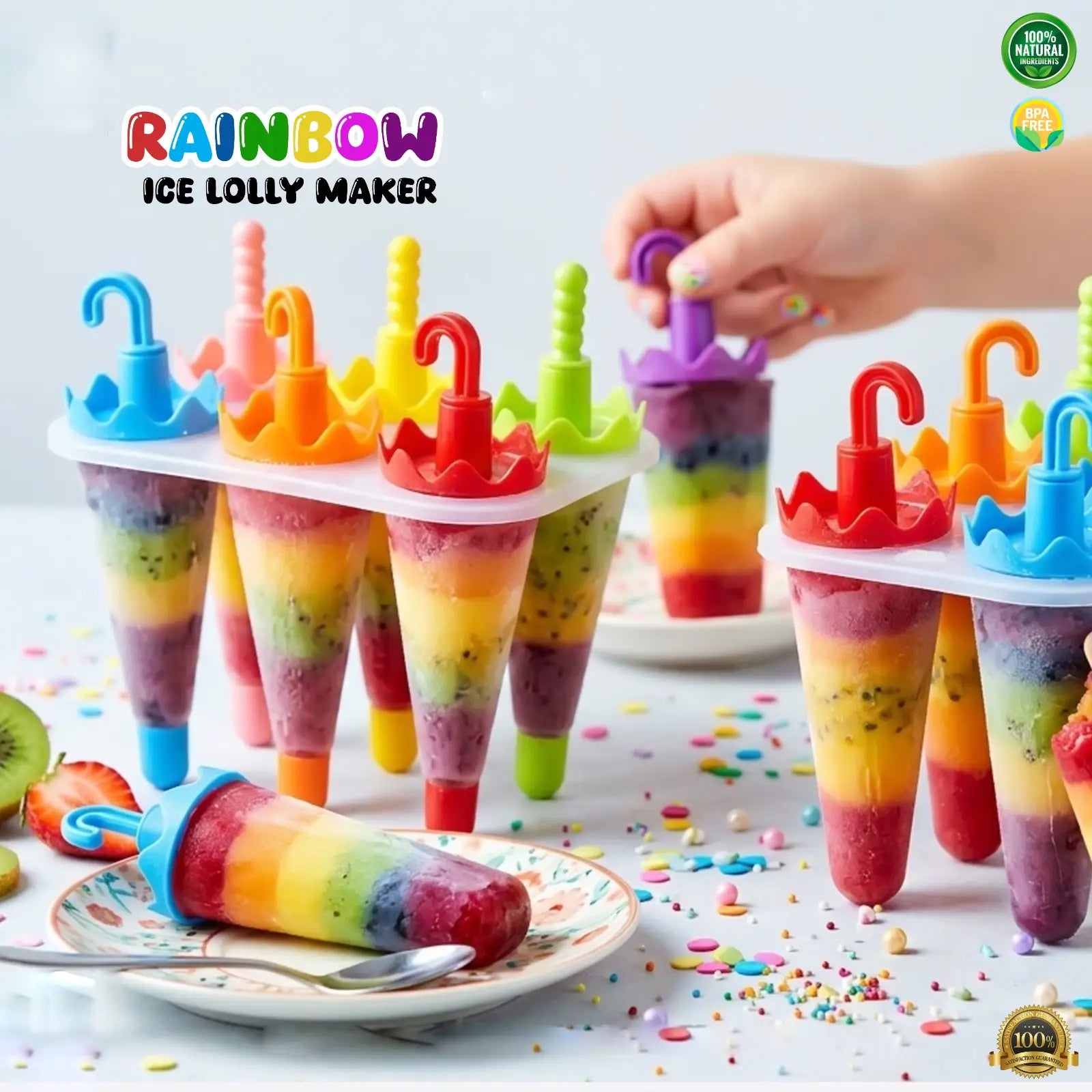 Ice Lolly Maker – Reusable Popsicle Mold Set with Sticks