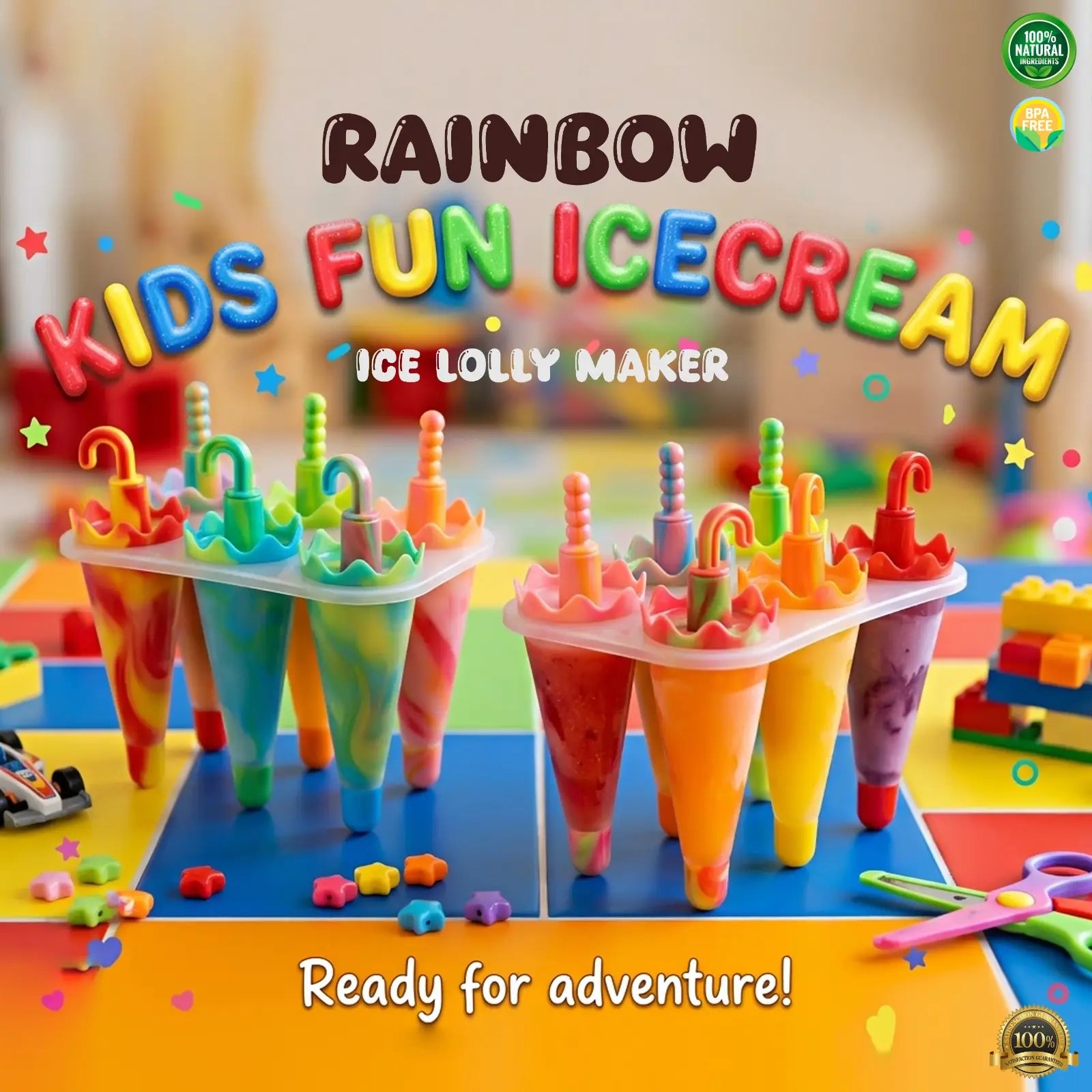 Ice Lolly Maker – Reusable Popsicle Mold Set with Sticks