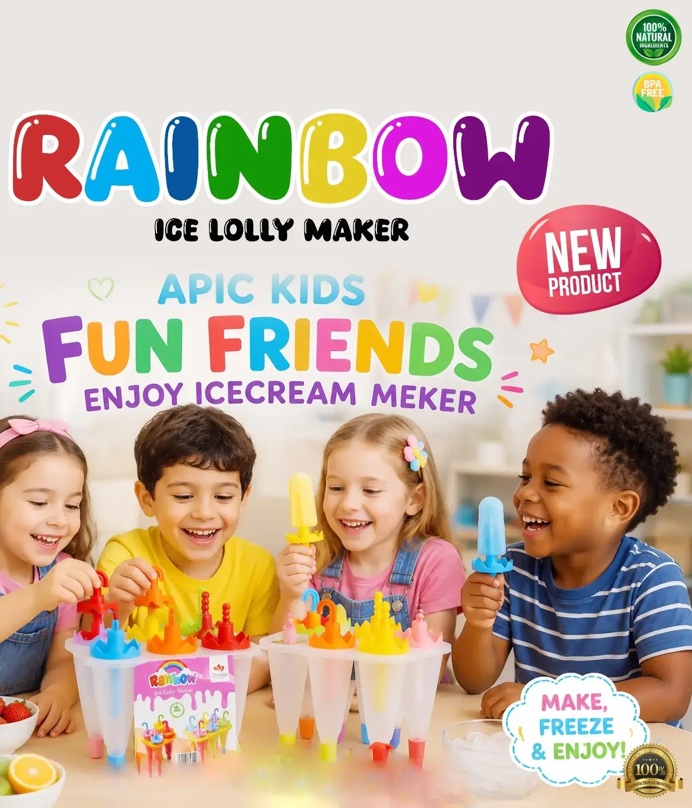 Ice Lolly Maker – Reusable Popsicle Mold Set with Sticks
